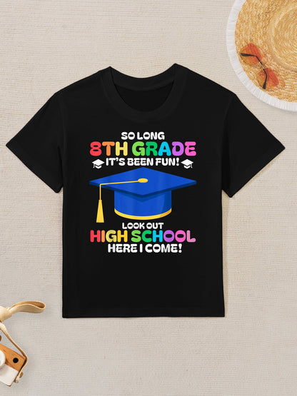 So Long 8th Grade Graduation High School Groovy Vacation Fun Kids T-Shirt