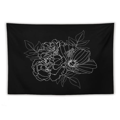 Black Floral Arrangment Tapestry