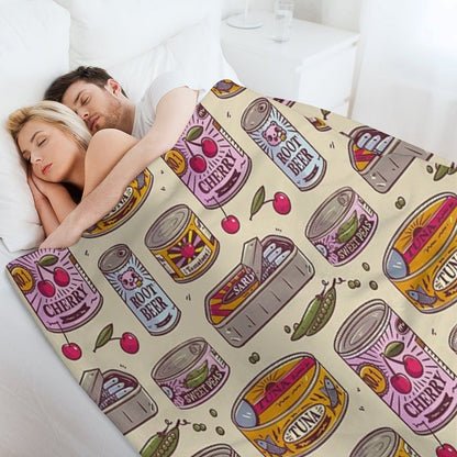 Vintage Canned Goods Pattern Throw Blanket