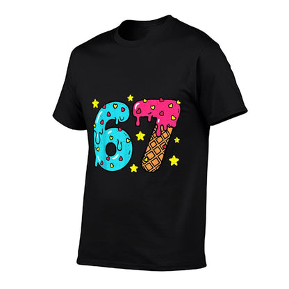 Funny Number Six Seven Ice Cream Drip Cool Meme 67 Sports  Vintage-inspired T-Shirt