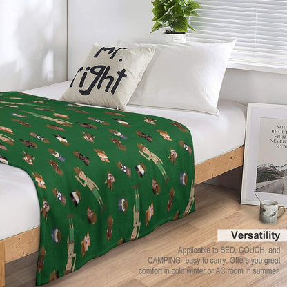 Wood Badge Patrol Critters - Baden-Powell Pattern - Green Throw Blanket