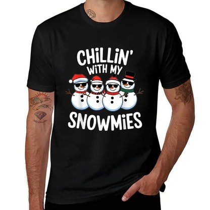 Chillin With My Snowmies Funny Snowman Christmas Kids Boys  Graphic-printed T-Shirt