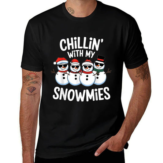 Chillin With My Snowmies Funny Snowman Christmas Kids Boys  Graphic-printed T-Shirt