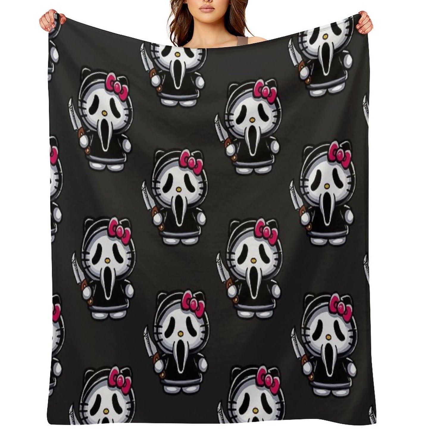Scream Kitty Halloween Throw Blanket