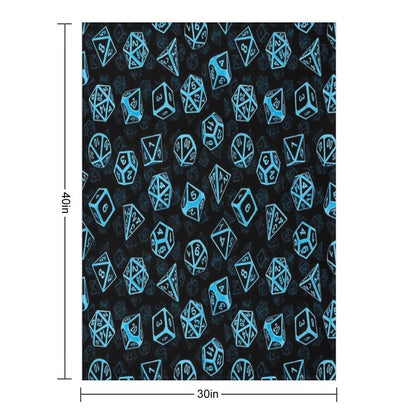 D20 Dice Set Pattern (Blue) Throw Blanket