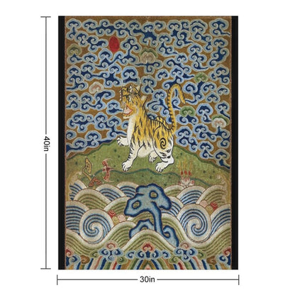 Chinese Tiger - Rank Badge Throw Blanket