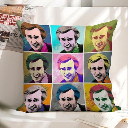 Alan Partridge Warhol Inspired Pop Art 3x3 Linen Throw Pillow Cover