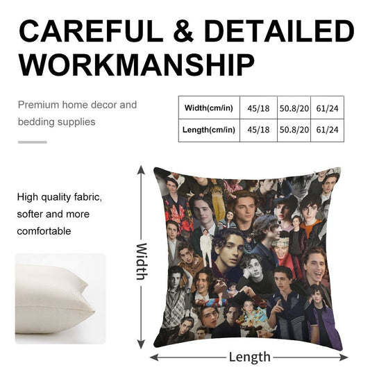 Timothee Chalamet Linen Throw Pillow Cover