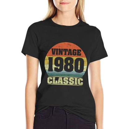 1980 40th Birthday Gift Vintage Retro Men Women 40 Years Old  Heathered Texture T-Shirt