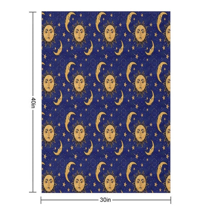 Vintage Moon And Sun Stars Celestial Throw Blanket