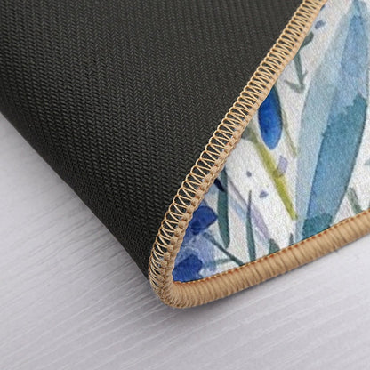 Flowers in Blue And Purple  Easy To Clean Bath Mat