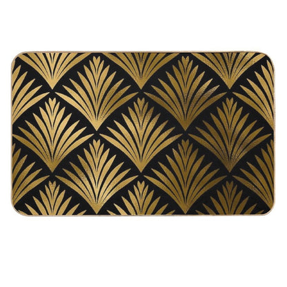 Luxurious Black And Golden Color Art Deco Elegant Pattern  Multi-Purpose Bath Mat