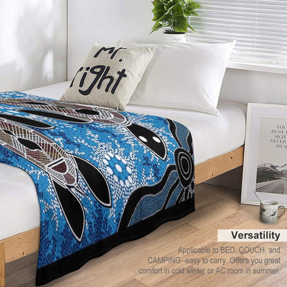 Authentic Aboriginal Art  - Sea Turtles Throw Blanket