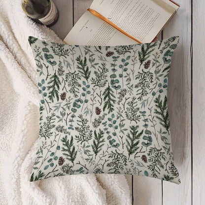 Pine And Eucalyptus Greenery Linen Throw Pillow Cover