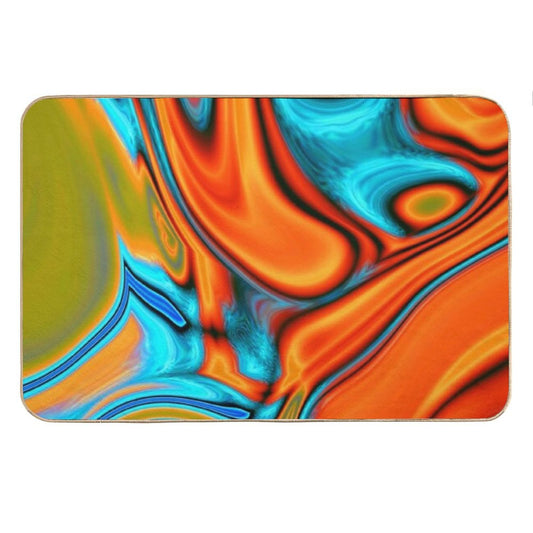 Vivid Modern Southwest Hipster Turquoise Orange Swirls Bath Mat