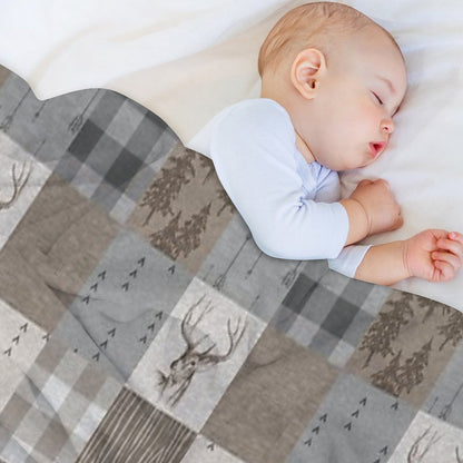Deer Patchwork - Rustic Neutrals Throw Blanket