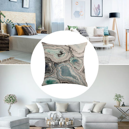 Ode To Geode - BlueTeal Linen Throw Pillow Cover