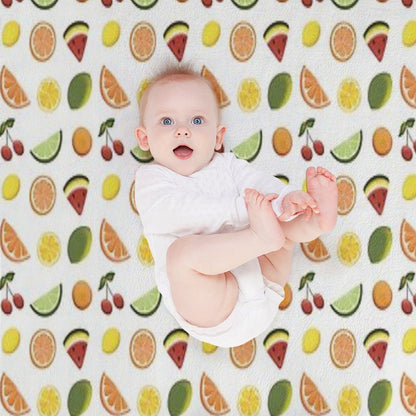 Fresh Fruit, Hand Drawn Fruit, Summer Fruit, Fruit All over Print Throw Blanket