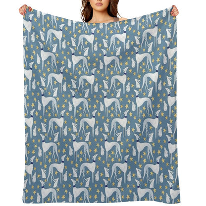 Galgo, Hare And Stars Throw Blanket