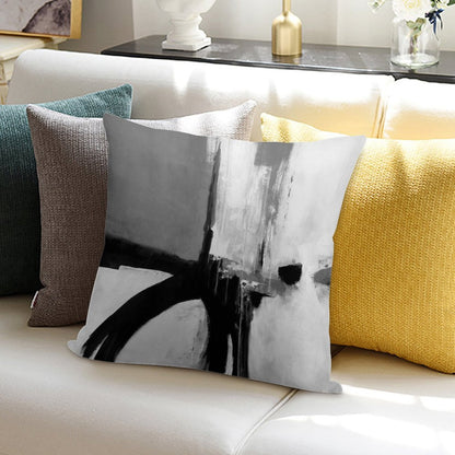 Black White Grey Abstract Soft Easy Maintenance Throw Pillow