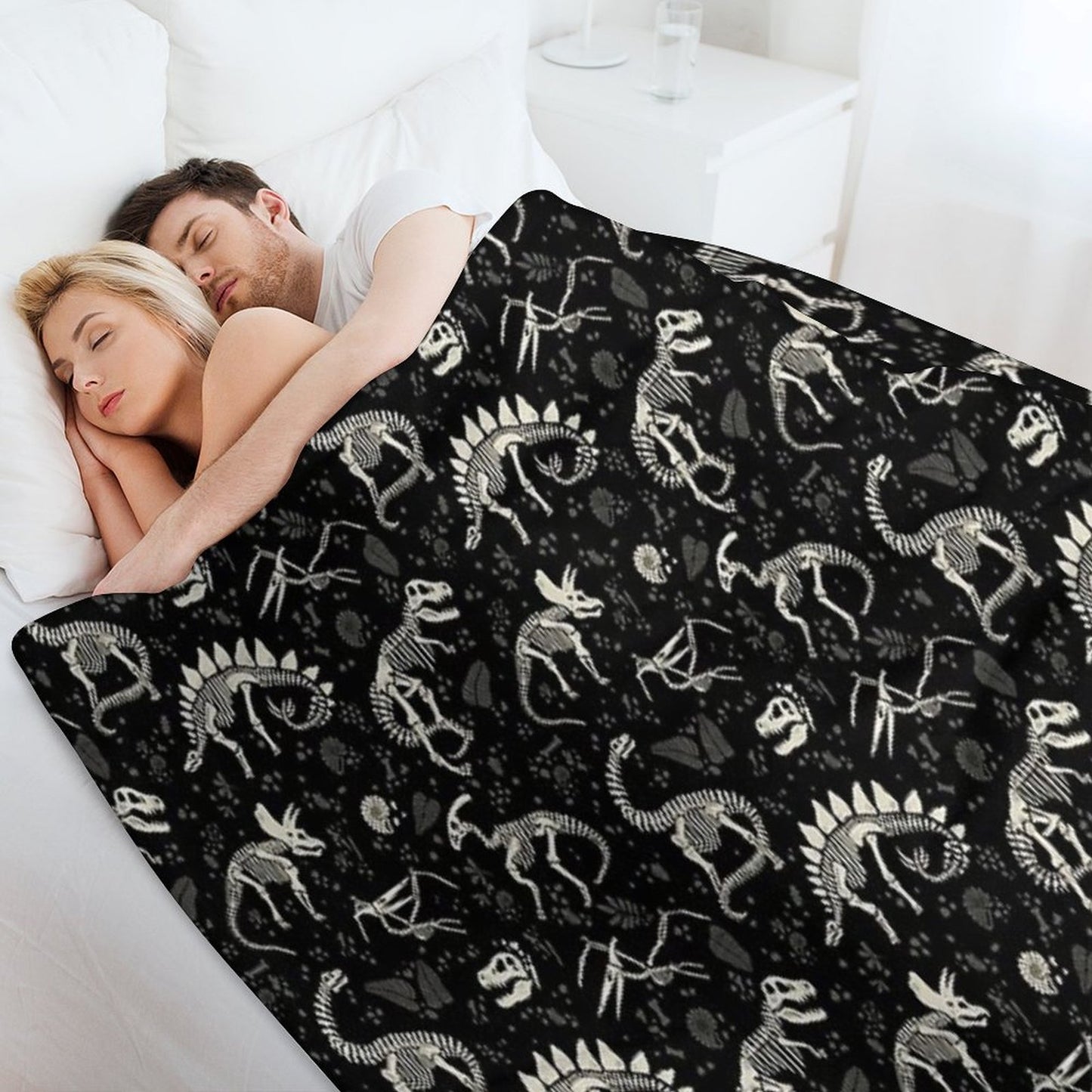 Excavated Dinosaur Fossils Throw Blanket