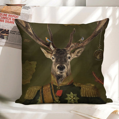 Heneral Le Cerf Linen Throw Pillow Cover