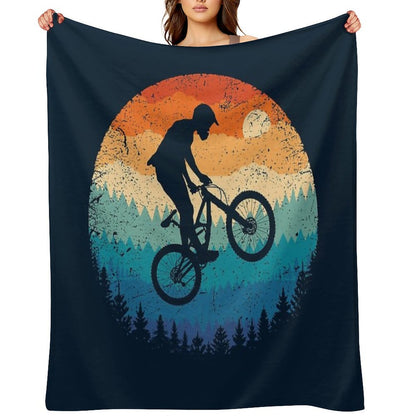 Mountain Biking Retro Throw Blanket