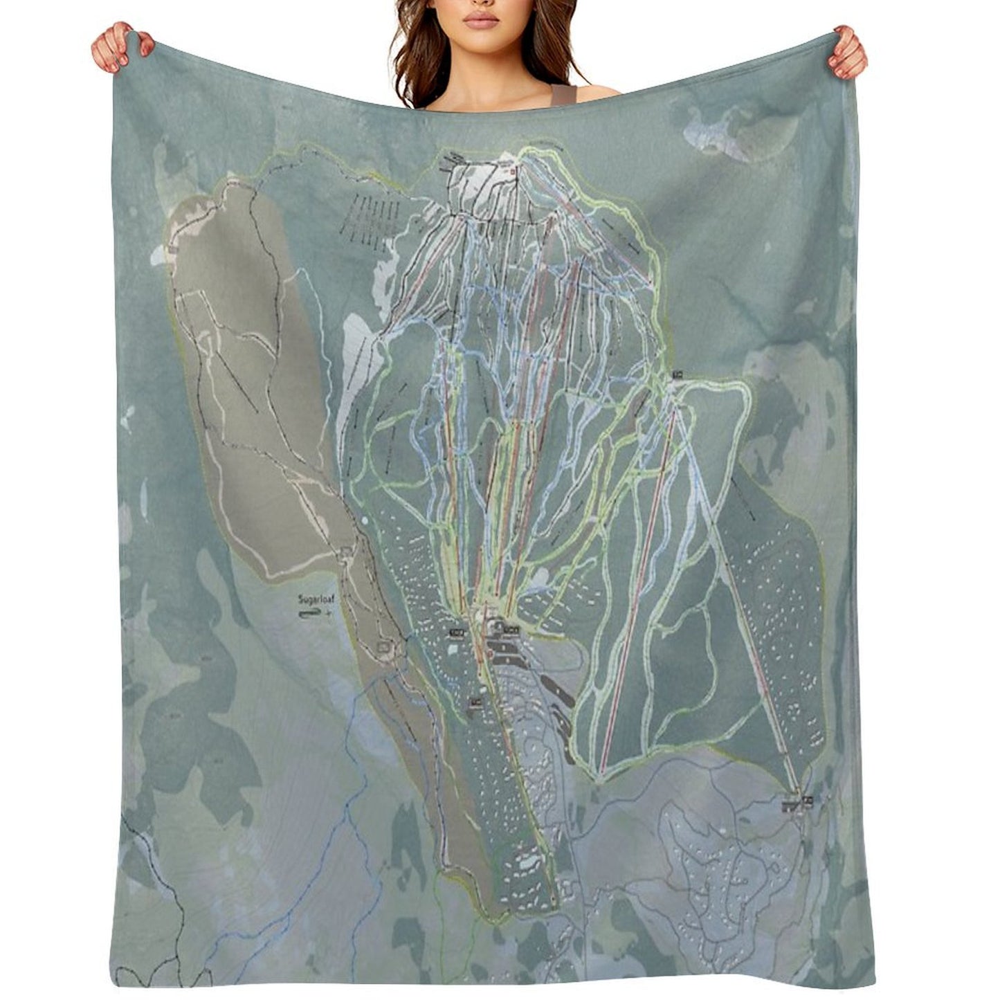 Sugarloaf Resort Trail Map Throw Blanket