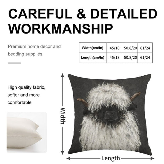Bo Sheep. Valais Blacknose Sheep. Linen Throw Pillow Cover