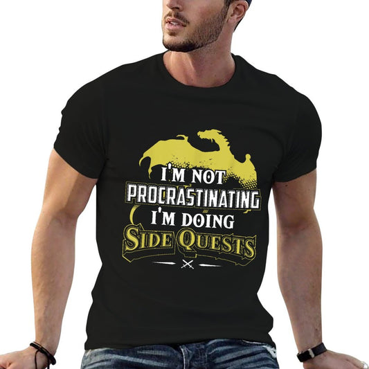 RPG Gamer I&#39;m Doing Side Quests - Casual Crew Neck,, Adult Polyester (Black) T-Shirt