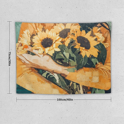 Holding Sunflowers Tapestry
