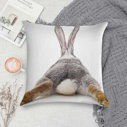 Just Relax Rabbit - View from Behind Soft Washable Throw Pillow