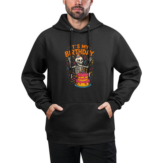 Its My Birthday Women Men, Halloween Skeleton Birthday Customizable Surface Hoodie