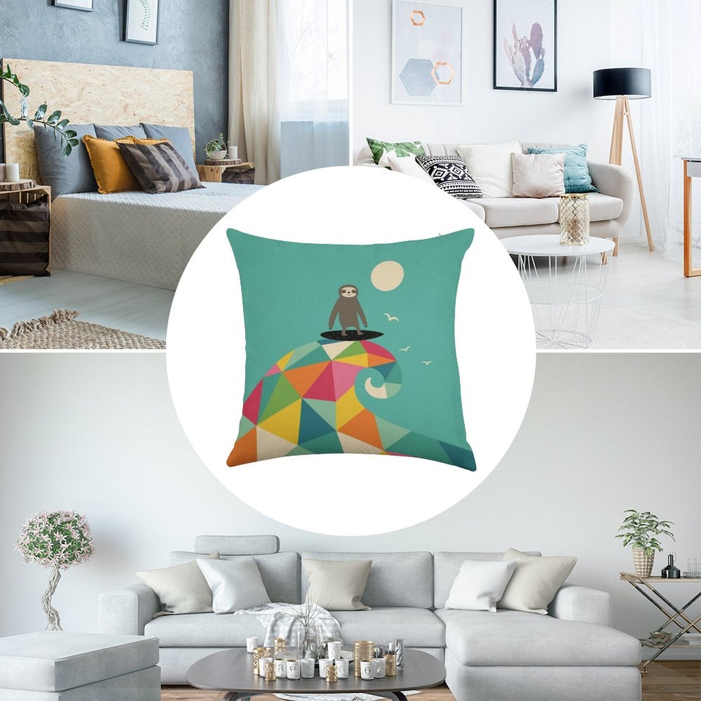 Surfs Up Linen Throw Pillow Cover