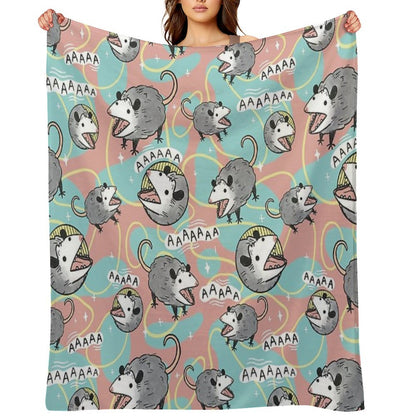 Opossum Screm Throw Blanket