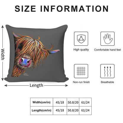 HiGHLaND CoW PRiNT SCoTTiSH ' SuGaR LuMP ON GReY ‘ BY SHiRLeY MacARTHuR Soft Anti-Pilling Throw Pillow