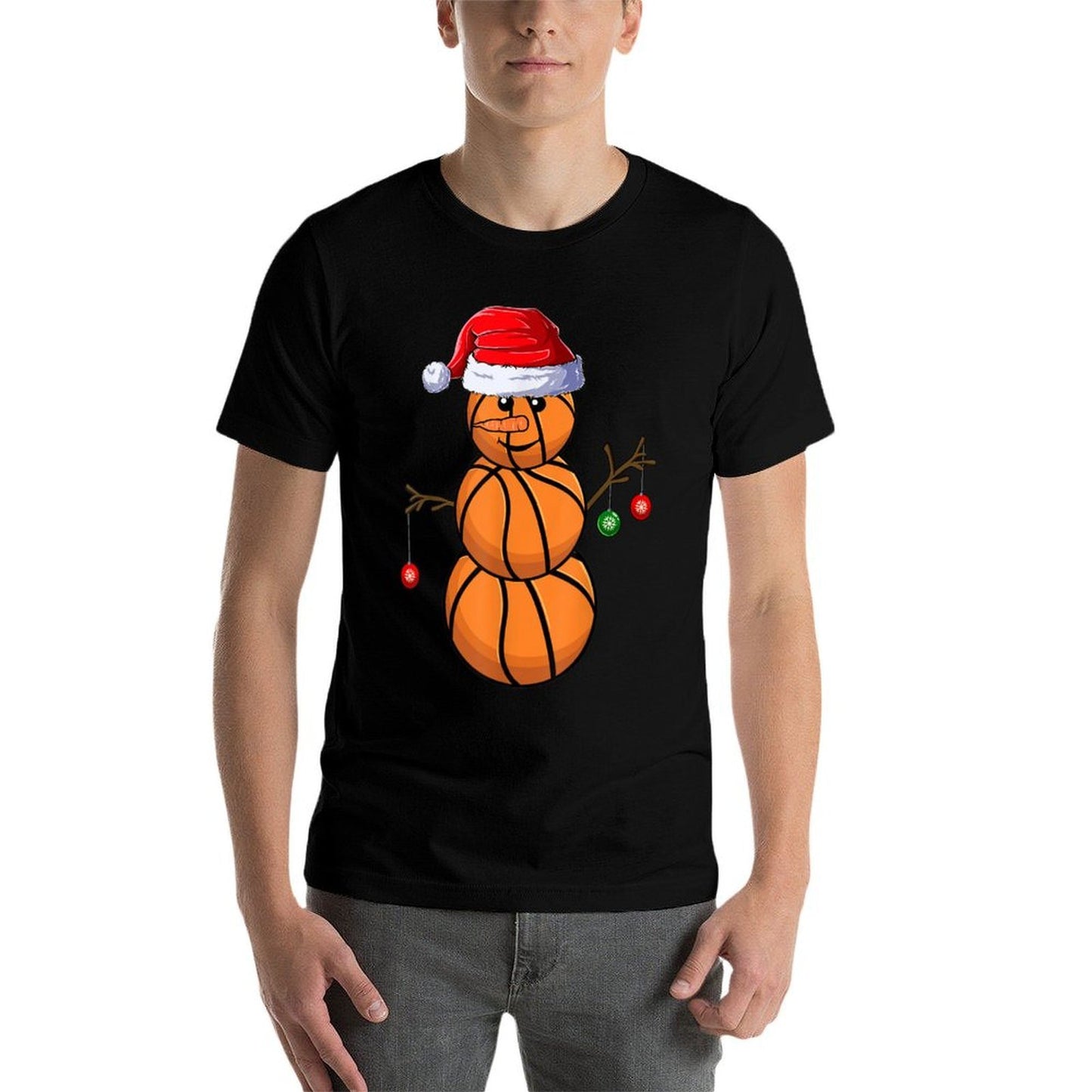 Basketball Snowman Balls Christmas Pajama For Men Boys Kid  Moisture-wicking T-Shirt