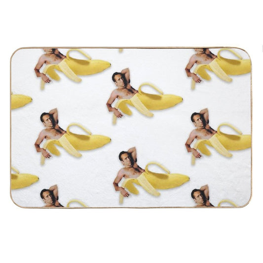 Nicolas Cage Banana Pattern Bath Mat