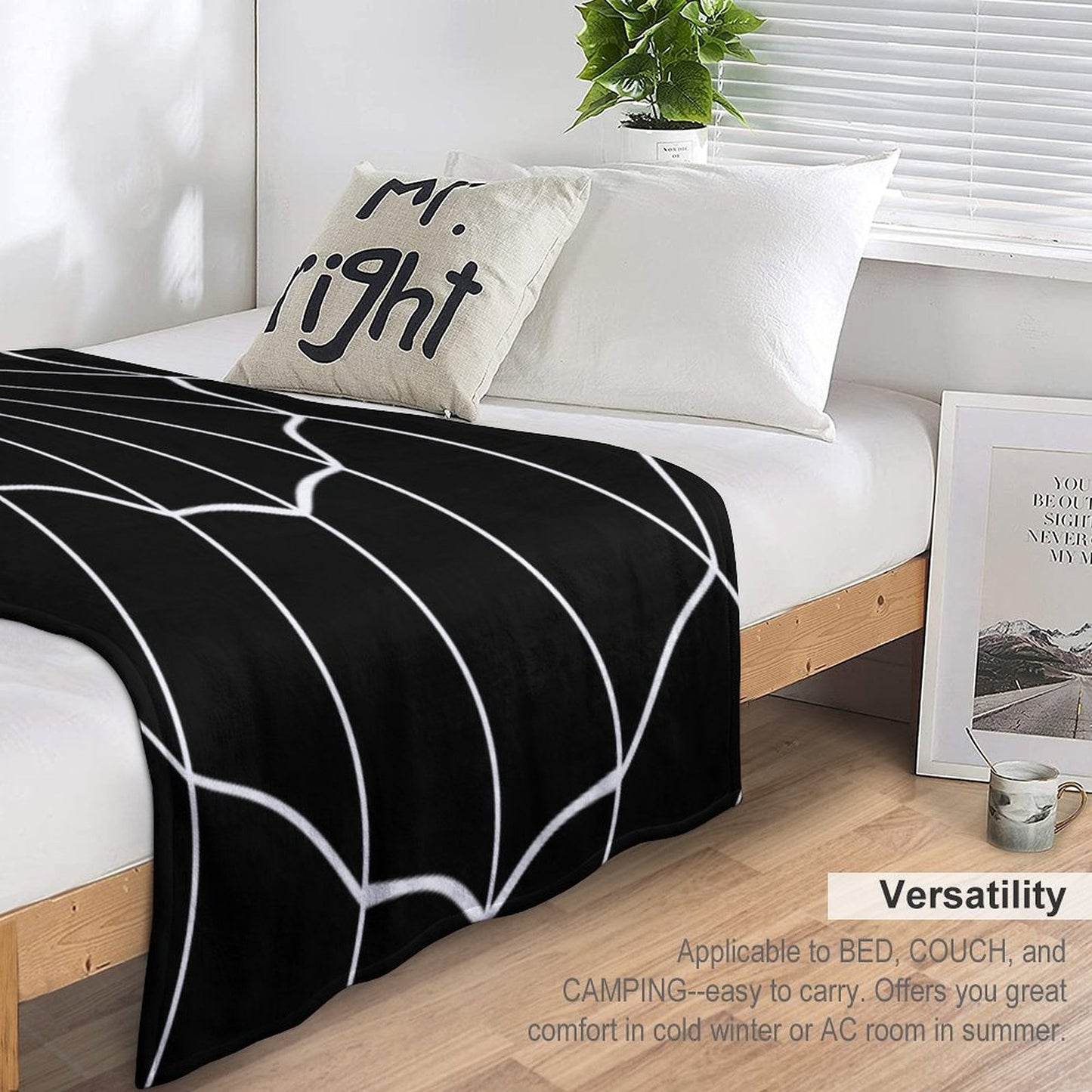 Spider Web - Black Throw Blanket