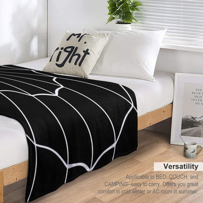 Spider Web - Black Throw Blanket
