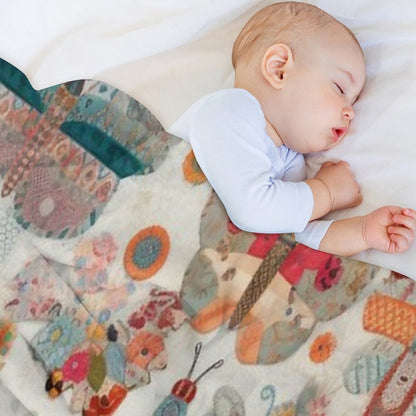 Colorful Whimsical Butterflies And Flowers Puzzle Throw Blanket