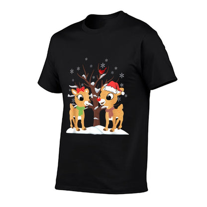 Rudolph And Clarice Christmas Kids Girls Reindeer  Summer-ready Fabric T-Shirt