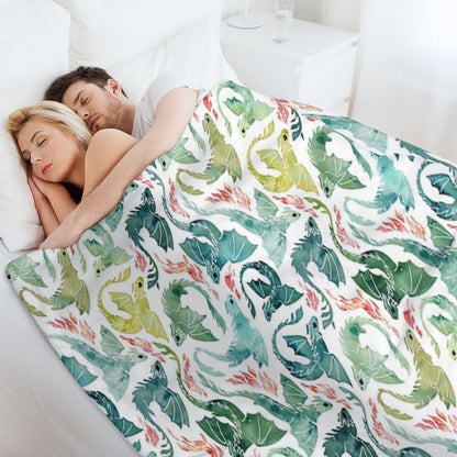 Dragon Fire Turquoise & Green Throw Blanket