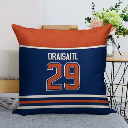 Edmonton Oilers Leon Draisaitl Home Jersey Back Phone Case Linen Throw Pillow Cover