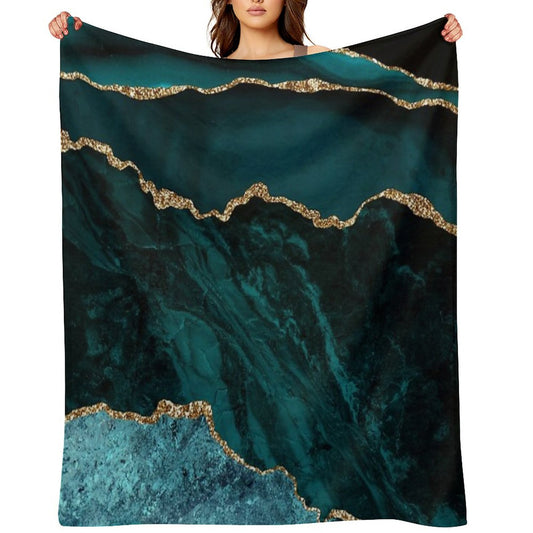 Teal & Gold Agate Texture 02 Throw Blanket