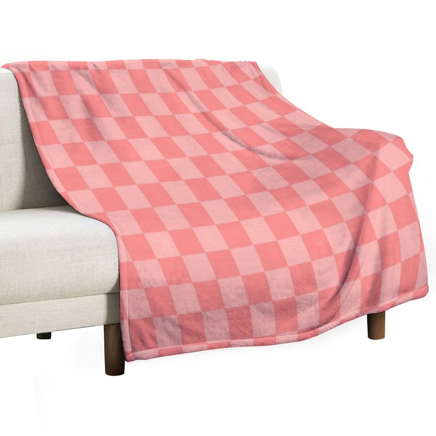 Checkerboard Mini Check Pattern in Double Blush Pink Throw Blanket