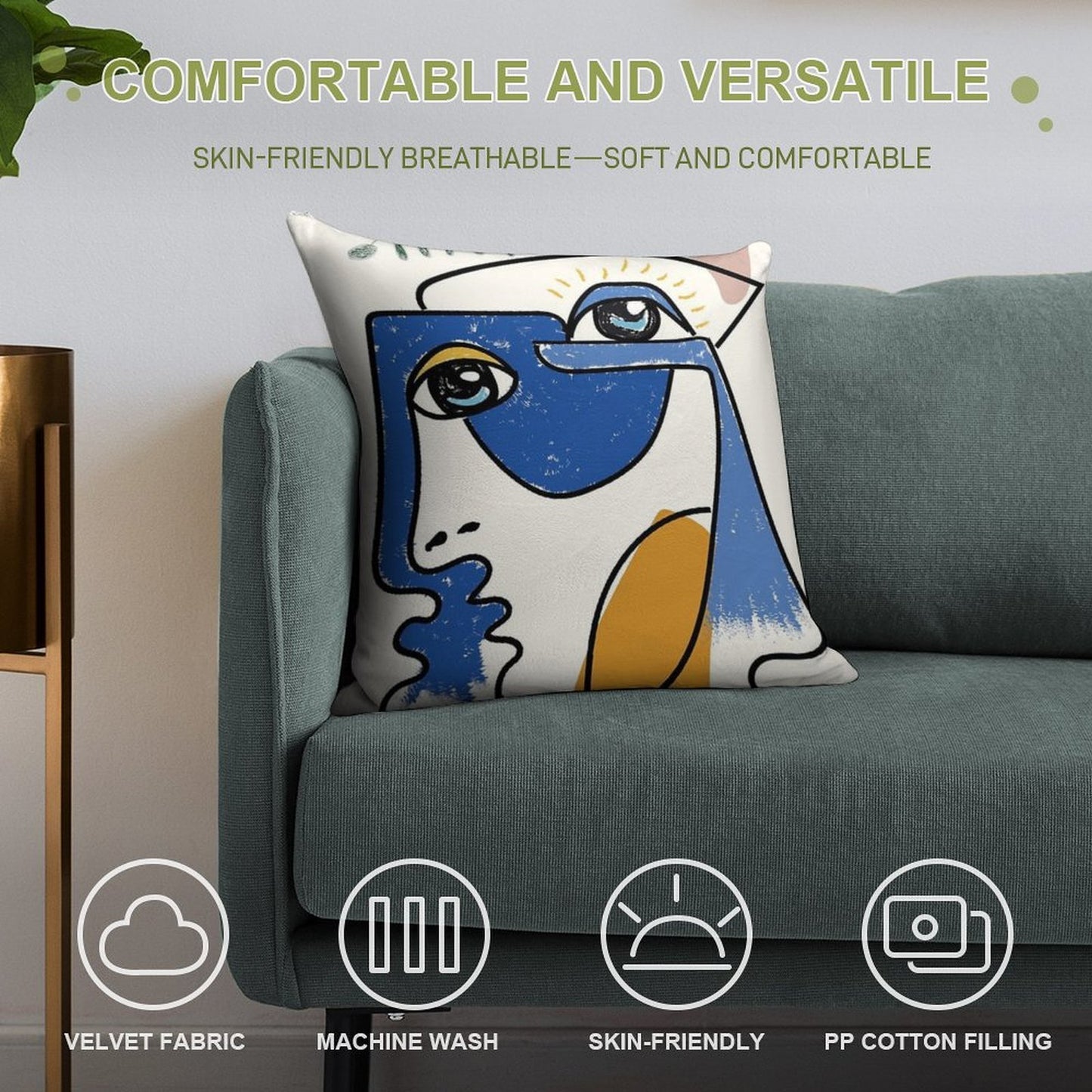Minimal  Cute Face Soft Durable Construction Throw Pillow