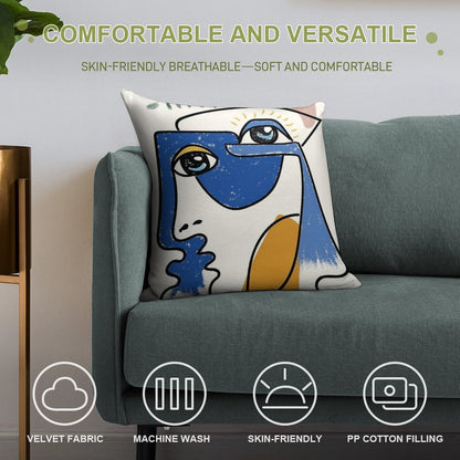 Minimal  Cute Face Soft Durable Construction Throw Pillow