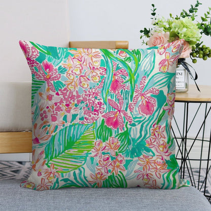 Orchid Summer Linen Throw Pillow Cover