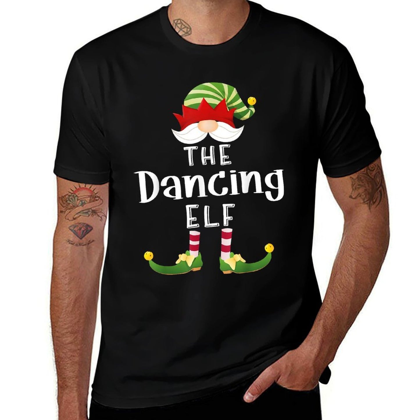 Dancing Elf Group Christmas Funny Pajama Party  Graphic-printed T-Shirt